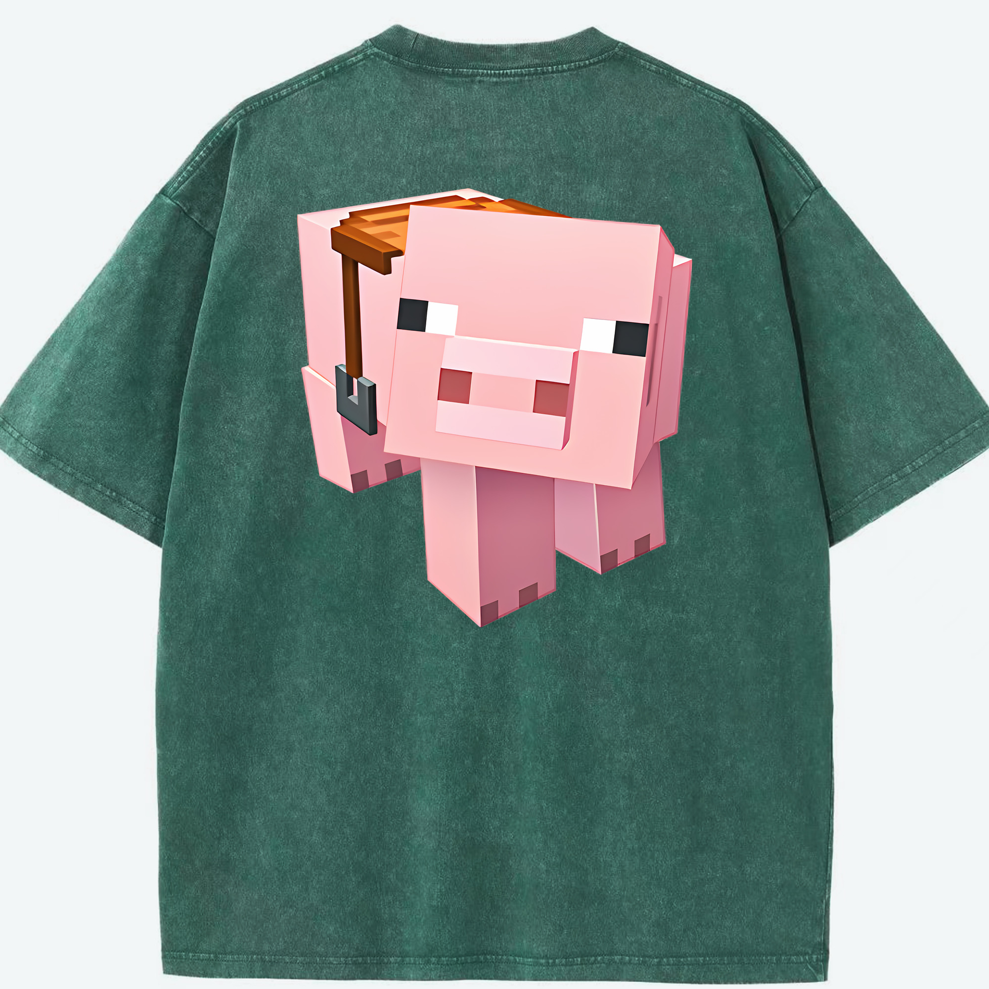 （画像用） マインクラフト ブロックの世界 Minecraft MC Block world 綿100% ヴィンテージ風 半袖Tシャツ（背面プリント）